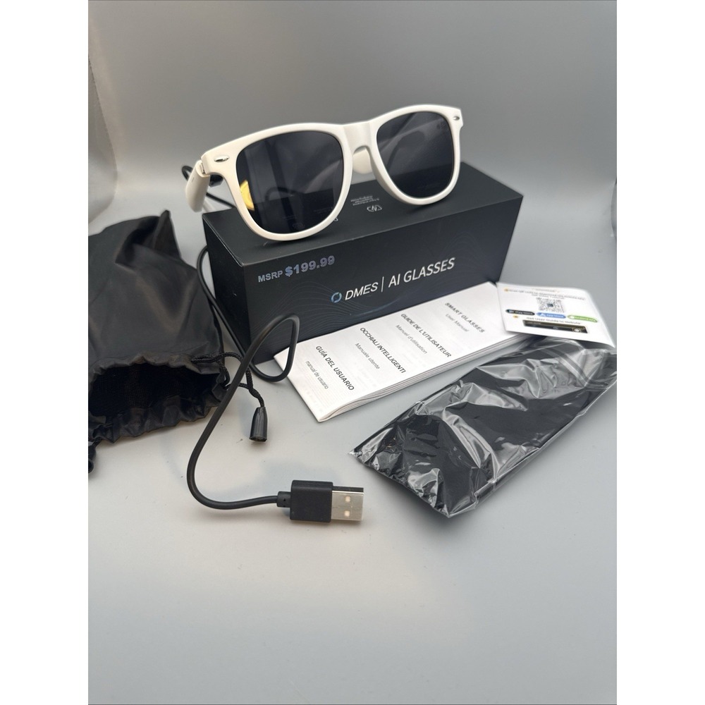 DMES AI Glasses Smart Glasses Model:A01-C (AI) NIB case+ Retails $199 White